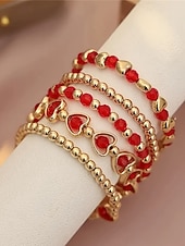 Недорогие Женский браслет-Женский рождественский браслет из бусин с вишневой тематикой, красный и золотой, идеальный подарок на праздник
