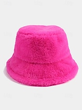 economico Cappelli da donna-Cappello da pescatore natalizio da donna in pelliccia sintetica, morbido e accogliente, disponibile in più colori: regalo perfetto per le feste