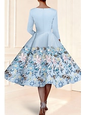  Linea ad A Lunghezza al pavimento Perline ricamate Abito Formale Abito da madre della sposa Abito da Sera Abito da ballo con sopragonna Abito formale Elegante Brillanti Floreale Manica 3/4 Girocollo