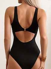 Недорогие Монокини-Женский купальник в одном целом стройнящий с рюшами монокини контроль живота высокая талия стройный без спины для отпуска пляжная одежда однотонный V-образный вырез без рукавов