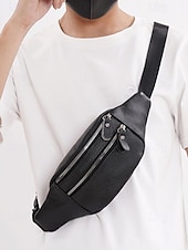 economico Borselli da uomo-marsupio da uomo in vera pelle - grande capacità, colori nero e caffè, molteplici stili di utilizzo, elegante e pratico per l'uso quotidiano