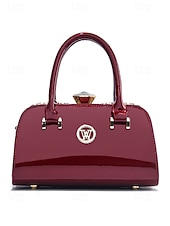 economico Borsette e borse tote-elegante borsa da sera da donna in pelle verniciata, decorata con cristalli, disponibile in rosso e blu navy, perfetta per feste formali e celebrazioni festive