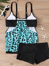 baratos Tankinis-Tankini Feminino de Biquíni 2 Peças com Cintura Alta Controle de Barriga Cintura Alta Slim Costas Nuas Roupas de Praia de Férias Gráfico Floral com Decote U Sem Mangas