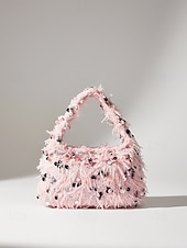 economico Clutch e borsette da sera-borsa da donna in pelliccia sintetica con paillettes: design scintillante e luccicante con materiale morbido, disponibile in due misure, perfetta per feste serali e occasioni speciali