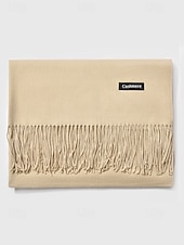 ieftine Accesorii de Crăciun-Eșarfă de Crăciun pentru femei, cu aspect de cașmir, șal de iarnă moale din imitație de cașmir cu ciucuri, eșarfă caldă de culoare uni pentru sărbători, exterior și purtare zilnică