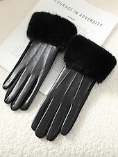 お買い得  レディース手袋-女性用フェイクファー手袋 - 柔らかくて心地よいフェイクレザー素材、複数の色から選択可能、クリスマス、パーティー、アウトドア活動のためのスタイリッシュで暖かい冬のアクセサリー