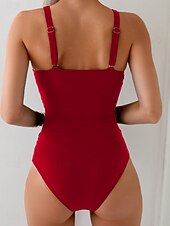 levne Jednodílné plavky-Dámský jednodílný plavkový štíhlící nařasená podprsenka monokini kontrola břicha vysoký pas štíhlý bez zadního dílu prázdninové plážové oblečení jednobarevné V výstřih bez rukávů