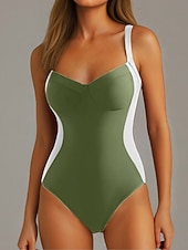 ieftine Costume Întregi-Costum de baie dintr-o piesă pentru femei subțire monokini colorat control pentru burtă talie înaltă subțire fără spate haine de plajă pentru vacanță decolteu în V fără mâneci