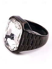 abordables Joyas para hombres-Anillo de titanio para hombre con gema grande de color – disponible en varios colores, diseño elegante para ocasiones informales y formales