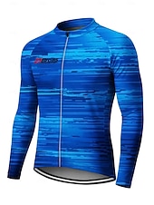 Χαμηλού Κόστους Ανδρικές φανέλες-Άντρες Φανέλα ποδηλασίας Ντάουνιλ Τζέρσεϋ Γεωμετρικό Αφηρημένο Χρώμα αντίθεσης Μακρυμάνικο Ποδήλατο Μπλουζάκι Αθλητική μπλούζα Ρούχα συμπίεσης με 3 πίσω τσέπες Ποδηλασία Βουνού Ποδηλασία Δρόμου