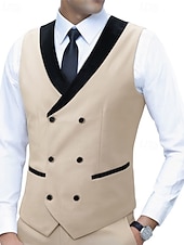 Χαμηλού Κόστους Ανδρικό γιλέκο-Ανδρικά Veste Γιλέκο Gilet Επιχείρηση Διακοπές Πάρτι Μοντέρνα Καθημερινό Άνοιξη Φθινόπωρο Τσέπη Κουμπιά Πολυεστέρας Άνετο Σκέτο Σταυρωτό Λαιμόκοψη V Κανονικό Θαλασσί Μαύρο Λευκό Ρουμπίνι Γιλέκο