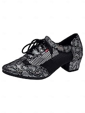 economico Sneakers da danza-Scarpe da ballo da sala da donna in vera pelle e rete - tacchi da allenamento traspiranti professionali per latino/moderno per donne, calzature da ballo leggere e performanti