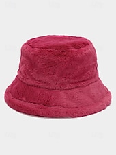 economico Cappelli da donna-Cappello da pescatore natalizio da donna in pelliccia sintetica, morbido e accogliente, disponibile in più colori: regalo perfetto per le feste