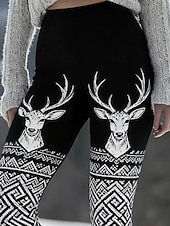preiswerte -Damen Leggings Gemütliche Leggings Urlaub Vintage Ethno-Stil Volle Länge Hohe Taille Grafik Drucken Bequem Dehnbar Lässig Täglich Urlaub Schwarz Sommer Frühling Herbst Winter Schmale Passform