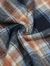 abordables Robe Rayée et Géométrique-Femmes Robe Midi Robe trapèze Occasionnel Boho Quotidien Coupe régulière Plaid manche longue Col ras du cou Orange Printemps Automne Hiver