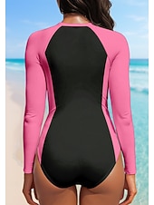 cheap One Pieces Rash Guards-Women's Rash Guard Color-blocking Zip Up UPF50+ Quick Dry Lightweight Long Sleeve Bodysuit Swim Shirt Surfing Canoeing Beach Summer