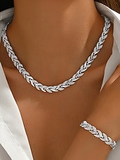 billiga Bröllop ACC-Halsband och armband i zirkonlegering för kvinnor – elegant guld- och silverfärgad, perfekt för speciella tillfällen och presenter