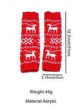 billiga Damhandskar-Stickade fingerlösa julvantar för kvinnor, röda och vita Fair Isle-renmönster, julvantar för vinterfester och festliga evenemang