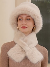 abordables Sombreros de mujer-Conjunto de gorro y bufanda de piel sintética para mujer – disponible en varios colores, suave y acogedor para el invierno, perfecto para la moda de clima frío.
