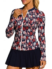 halpa Naisten paita-Naisten Eläin Piirretty Kasvit Kukat Yläosat Pusero Urheilupaita Poolopaita Pitkähihainen Vetoketju Perinteinen Urheilullinen UPF50+ UV-vastustuskykyinen Kouluttaja UV suoja Erittäin elastinen