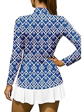 abordables Camisa de Mujer-Mujer Geométrico Tops Camisas Camisa deportiva Camisas de polo Manga Larga Cremallera Floral UPF50+ Resistente a los rayos UV Alta elasticidad Dispersor de humedad Transpirable Voleibol Tenis Golf