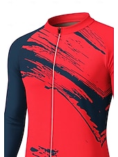 ieftine Tricouri pentru bărbați-Bărbați Jersey de ciclism Downhill Jersey Geometric Abstract Contrast Culoare Manșon Lung Bicicletă Tricou Tee Jerseu Haine Compresie cu 3 buzunare spate Ciclism montan Ciclism stradal Protecție UV