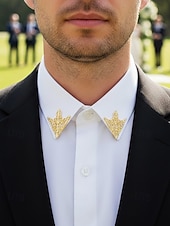 economico Cravatte e papillon da uomo-spilla con punte per colletto in lega da uomo: elegante design vintage con dettagli in cristallo, disponibile in più colori, perfetta per eventi formali e abbigliamento da lavoro