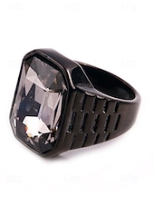 abordables Joyas para hombres-Anillo de titanio para hombre con gema grande de color – disponible en varios colores, diseño elegante para ocasiones informales y formales