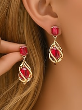 tanie Walentynki-Damskie kolczyki ze stopu metali, w wielu kolorach, elegancki design z kamieniem szlachetnym na święta Bożego Narodzenia i oficjalne okazje