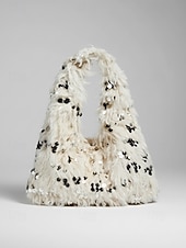 economico Clutch e borsette da sera-borsa da donna in pelliccia sintetica con paillettes: design scintillante e luccicante con materiale morbido, disponibile in due misure, perfetta per feste serali e occasioni speciali