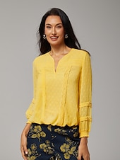 abordables Blusas Sencillas-Top de gasa de doble capa con lunares de vacaciones