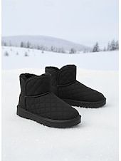 halpa Lumi- ja talvisaappaat-Naisten tikatut vedenpitävät talvikengät turkisvuorilla, lämpimät ja liukumattomat, ihanteelliset lumisille keleille ja ulkoiluun