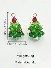 ieftine Cercel de damă-Bijuterii acrilice de Crăciun pentru femei – colier și cercei cu brad festiv și funde roșii, perfecți pentru petreceri și sărbători