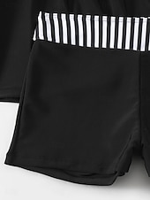 رخيصةأون مايوهات تانكيني-بدلة سباحة نسائية تانكيني قطعتين شورتات تحكم في البطن عالية الخصر نحيف بدون ظهر ملابس شاطئ إجازة مزينة بخطوط برقبة على شكل حرف U بدون أكمام