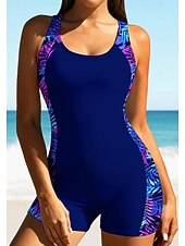 tanie Rash guardy One Piece-Damskie Średnie Docieplacze Jednoczęściowy strój do surfingu Strój kąpielowy Tropikalny Drukowane Blokowanie kolorów Zapiąć na zamek błyskawiczny z wbudowanym biustonoszem Wyjmowane wkładki Ochrona