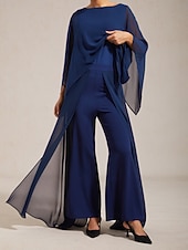 economico Bluse e camicie-Top da donna in chiffon modal blu royal con scollo rotondo e maniche a mantella, elegante, alla moda, lussuoso, casual, per le vacanze, primavera, estate, autunno