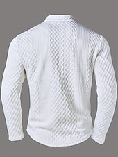 preiswerte Basic-T-Shirts-Herren T Shirt Langarm Viertelreißverschluss Herbst Winter Einfarbig Textur Strickware Täglich Lässig Reißverschluss Rundhalsausschnitt Outdoor Lässig Athleisure Weiß Top T-Shirt für Herren