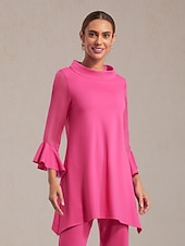 Недорогие рубашки, топы и блузки-блузка для отдыха из шифона с эластичным трикотажем и прозрачными рукавами