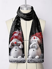 abordables Foulards pour femmes-Écharpe de Noël en velours pour femme - tissu doux et moelleux orné de multiples motifs festifs, idéale pour les fêtes et la mode hivernale