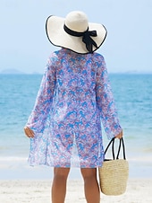 tanie 3-częściowy zestaw bikini-Damskie Stroje kąpielowe Bikini Trzyczęściowy Krótkie spodnie Kostium kąpielowy Szczupła Odkryte plecy Urlop Stroje plażowe Kwiaty Liście W serek Bez rękawów Kostiumy kąpielowe