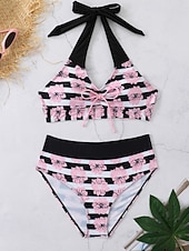 economico Tankini-Per donna Costumi da bagno Due pezzi Birichino Costume da bagno Senza schiena Vacanza Abbigliamento da Spiaggia Floreale All'americana Senza Maniche Costumi da bagno