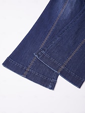 preiswerte Damenhosen-Damen-Jeanshose mit weitem Bein, Stretch-Gummibund vorne, schlankmachender Einsatz, lässig, Urlaub, Alltag, Frühling, Sommer, Herbst