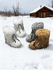 economico Stivali di neve e inverno-stivali invernali da donna in pelliccia sintetica: eleganti dettagli con nappe, stivali da neve caldi e comodi, perfetti per il freddo, per l'abbigliamento casual e per l'outdoor