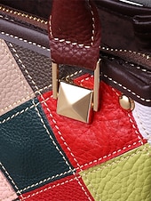 economico Borsette e borse tote-borsa da donna in pelle, design patchwork multicolore, materiale in vera pelle, versatile con manici superiori e tracolla regolabile, elegante e funzionale per l'uso quotidiano e le occasioni speciali