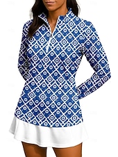 abordables Camisa de Mujer-Mujer Geométrico Tops Camisas Camisa deportiva Camisas de polo Manga Larga Cremallera Floral UPF50+ Resistente a los rayos UV Alta elasticidad Dispersor de humedad Transpirable Voleibol Tenis Golf