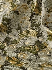 economico Abiti da Sera a Linea A-Abito da sera A-Line in jacquard floreale elegante formale lungo fino al pavimento con maniche a 3/4 scollo a V in nylon con fiocco/i e spacco