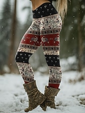 preiswerte Kunst &amp; Design Druck-Damen Leggings Urlaub Vintage Ethno-Stil Volle Länge Hohe Taille Grafik Geometrisch Paisley-Muster 3D-Druck Schnelltrocknend Atmungsaktivität Weich Dehnbar Urlaub Formell Straße Blau Wein Schwarz Weiß