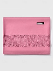 ieftine Accesorii de Crăciun-Eșarfă de Crăciun pentru femei, cu aspect de cașmir, șal de iarnă moale din imitație de cașmir cu ciucuri, eșarfă caldă de culoare uni pentru sărbători, exterior și purtare zilnică