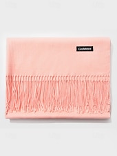 ieftine Accesorii de Crăciun-Eșarfă de Crăciun pentru femei, cu aspect de cașmir, șal de iarnă moale din imitație de cașmir cu ciucuri, eșarfă caldă de culoare uni pentru sărbători, exterior și purtare zilnică