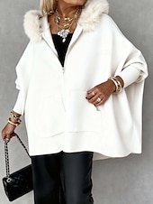 economico Cappotti Invernali-Per donna Cappotto Invernale Giacca con Cappuccio Confortevole Traspirante Cerniera Tasca Collo in Pelliccia Casual Semplice Vacanza Streetwear Casuale Abbigliamento quotidiano Cerniera Lungo Con